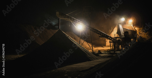 Heap of sand at night in London photo
