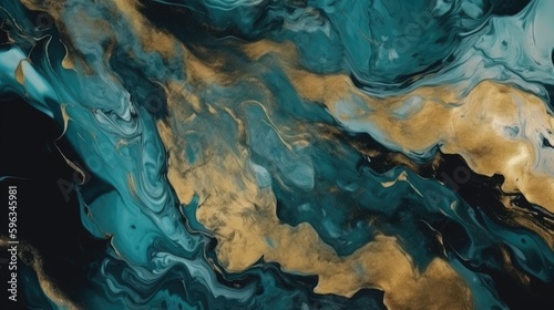 beautiful abstract fluid art background texture. ink and gold mixed texture.  generative ai © 3D Station