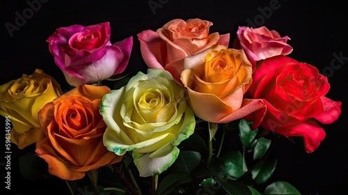  Beautiful blooming roses in various colors  celebrating Rose Month and symbolizing love and friendship  generative ai