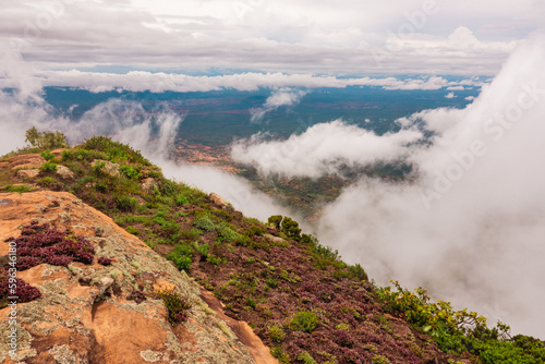 Scenic view of Mount Longido against sky in rural Tanzania