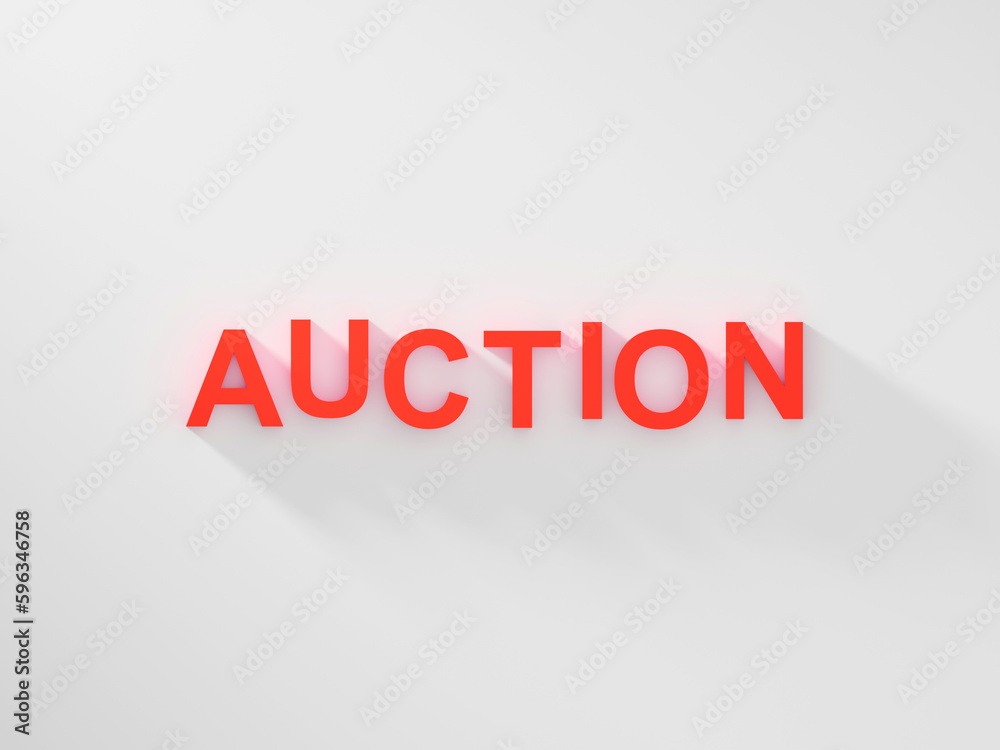 Auction text word banner red letters