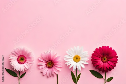 Pretty in Pink  A Top View of a Floral Composition on Pastel Background