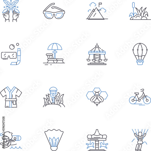 Cultural tour line icons collection. Heritage, Diversity, Traditions, Experience, Exploration, Education, Artifacts vector and linear illustration. Architecture,Authenticity,Museums Generative AI photo