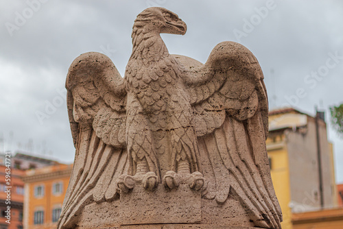Imperial roman eagle in Piazza del Viminale. Rome, Italy