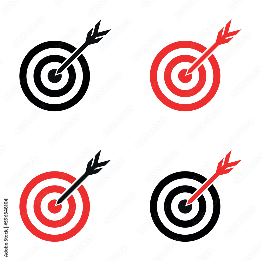 vector set of red and black variations of target boards isolated on white background vector set of red and black variations of target boards isolated on white background