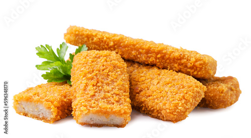 Nuggets with parsley leaves close-up on a white background. Isolated