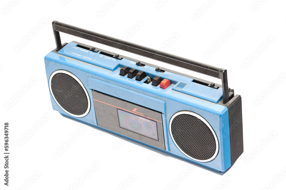 Old portable stereo cassette recorder. Old portable stereo cassette recorder.