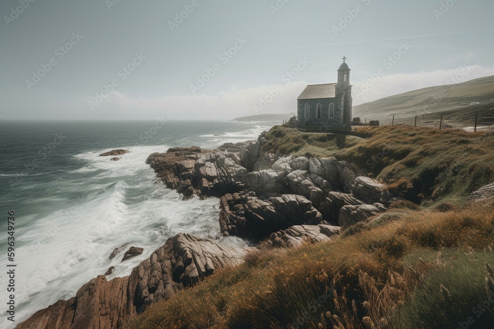 Coastal church. Generative AI