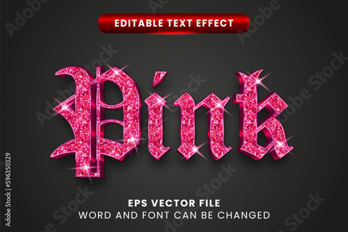 Glittery pink vector text effect