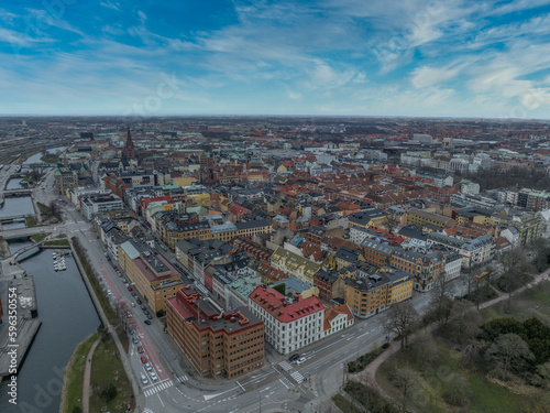 Aerial view of Malmo downtown, city center in Scania Sweden photo