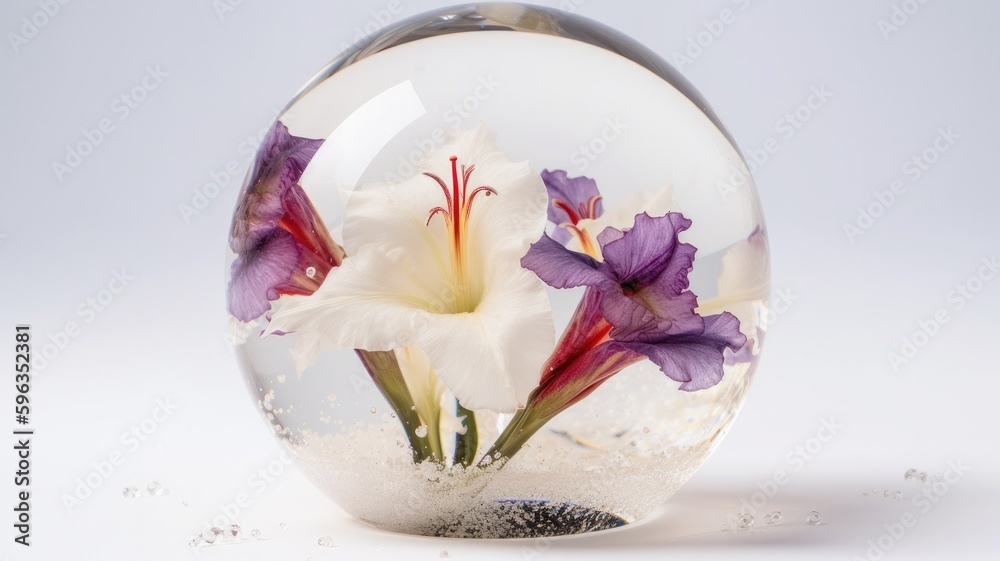 beautiful flowers enclosed in a glass sphere beautiful flowers enclosed in a glass sphere
