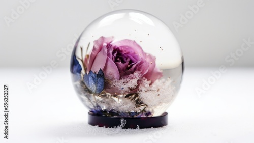 beautiful flowers enclosed in a glass sphere