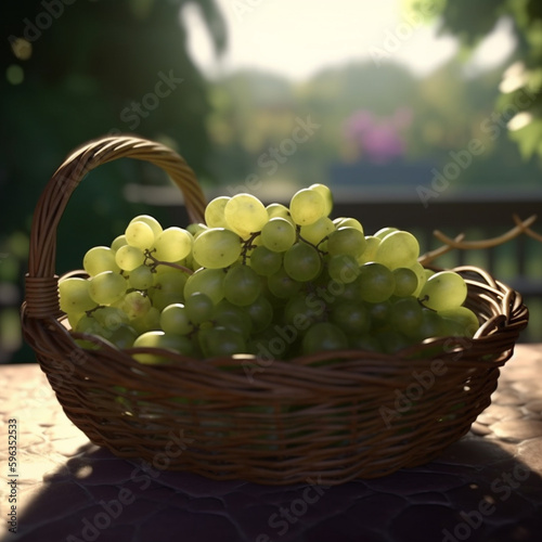 Ripe grapes in a basket