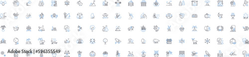 Natural world line icons collection. Wilderness, Habitat, Biodiversity, Ecosystem, Flora, Fauna, Nature vector and linear illustration. Biome,Conservation,Sustainability outline signs Generative AI