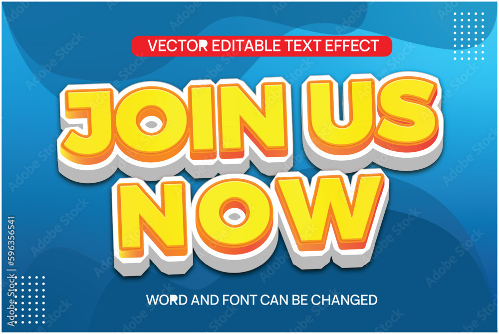 Joins Us Text Effect Vector 3D