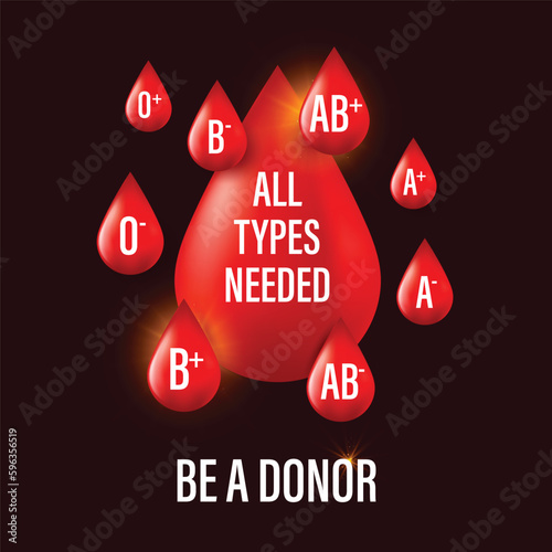 Blood donation concept. vector illustration of different types of blood groups