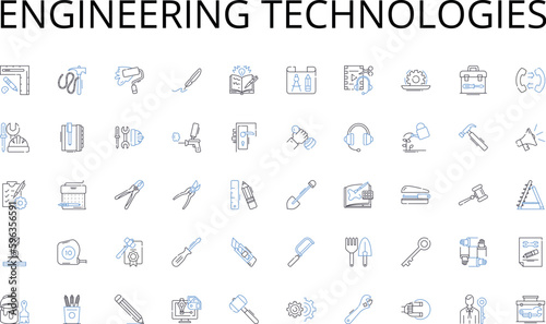 Engineering technologies line icons collection. Diversity, Equality, Injustice, Discrimination, Empathy, Compassion, Individuality vector and linear illustration. Generative AI
