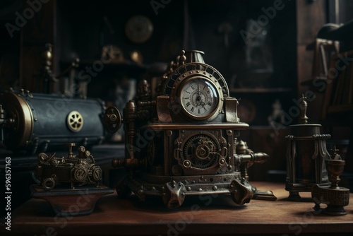 Background with a rustic steampunk feel. Generative AI
