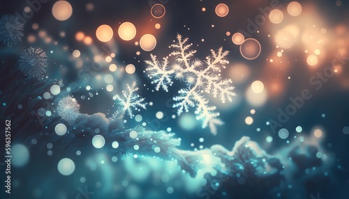 decorative winter snowy season scenery with blur effect generative ai