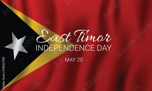 East Timor Independence Day design. It features a lettering over East Timor's waving flag. Vector illustration photo