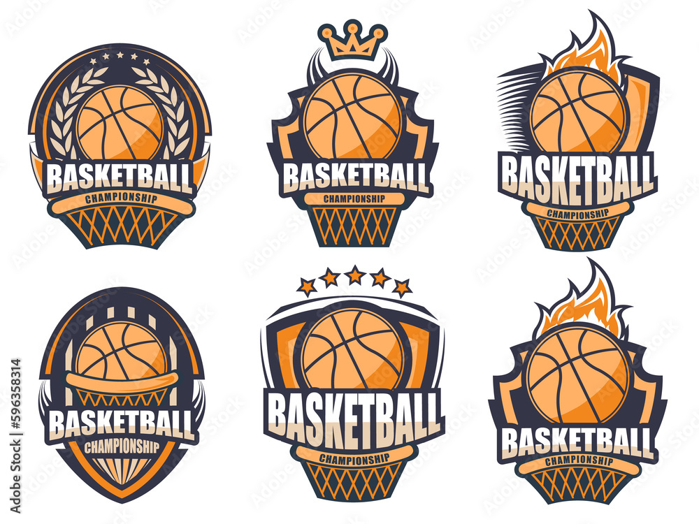 Illustration of modern basketball logo set