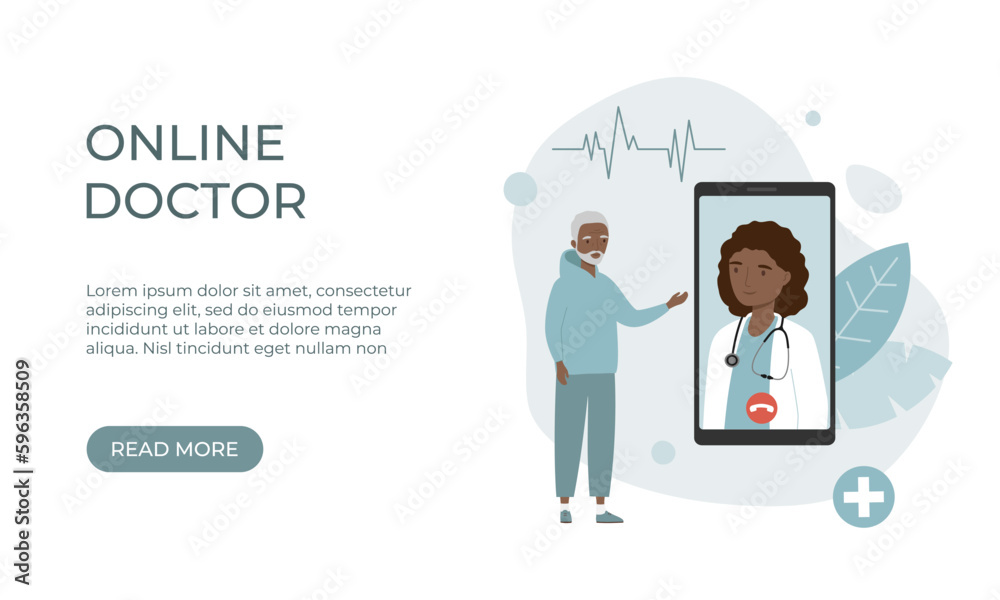 Doctor online service landing page. Medicine and healthcare concept. 
