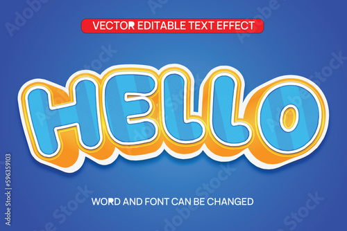 Hello Text Effect Vector 3D