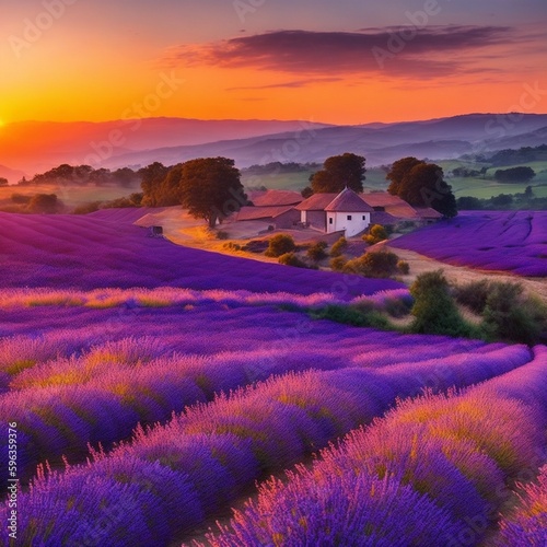 Lavender Fields - Generated using AI Technology