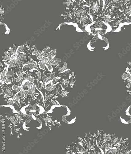 Seamless vintage floral lace pattern