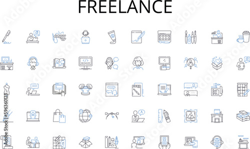 Freelance line icons collection. Construction, Architecture, Development, Renovation, Design, Engineering, Planning vector and linear illustration. Building,Sustainability,Contractors Generative AI