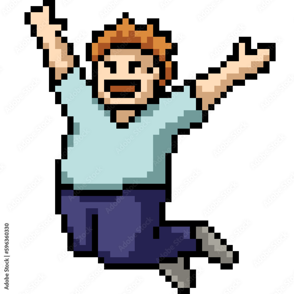 pixel art man jump happy pixel art man jump happy