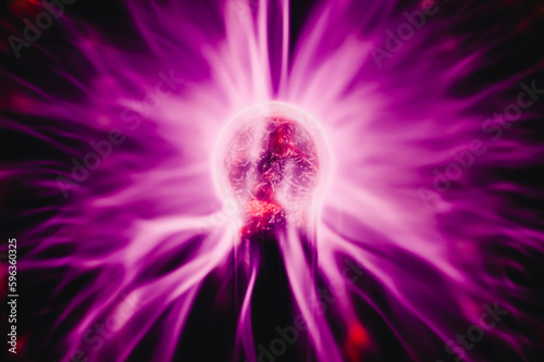 Glowing plasma ball with neon illumination photo