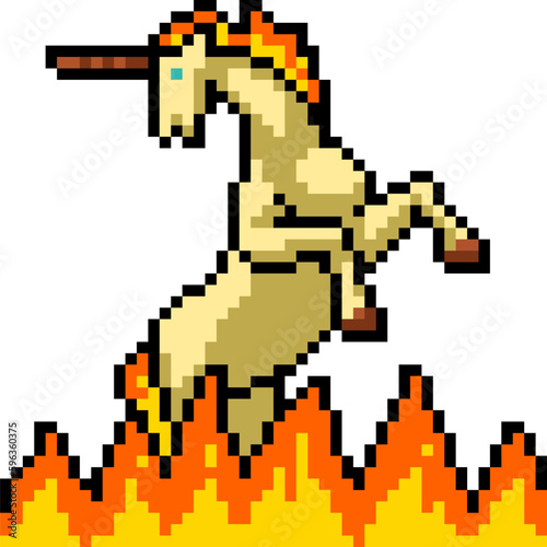 pixel art fantasy fire unicorn