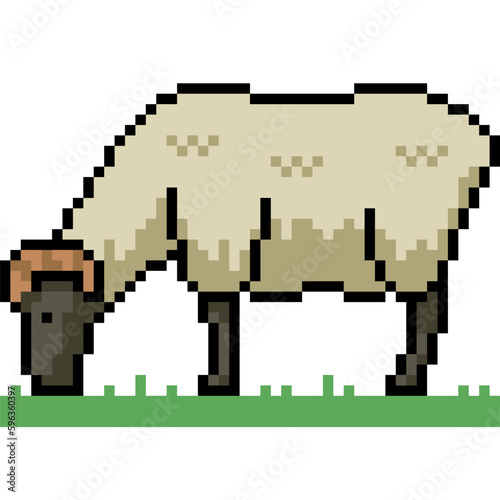 pixel art sheep eat grass