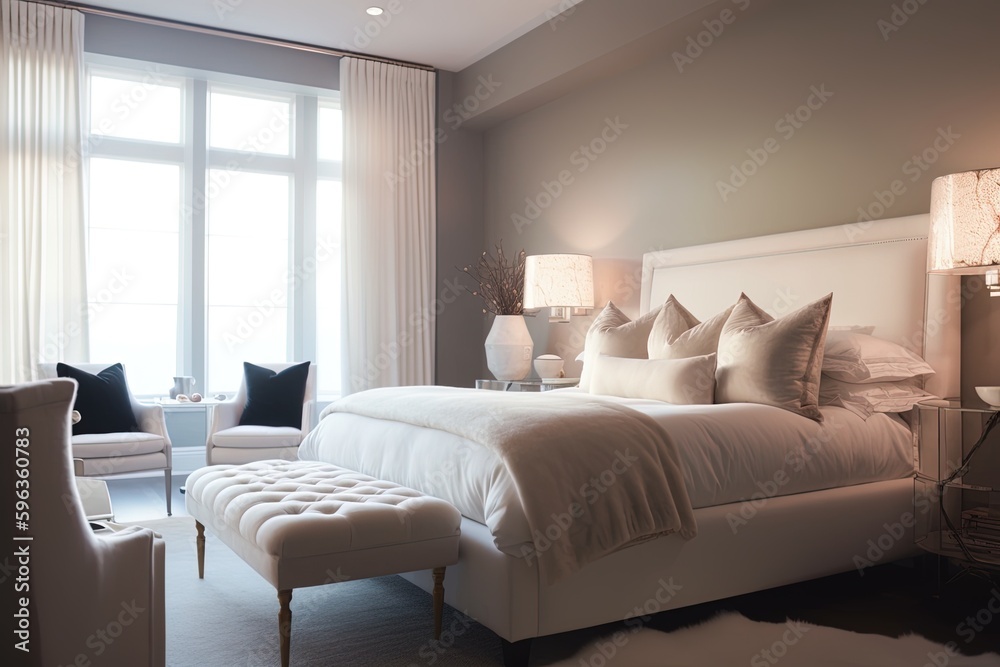 Fototapeta premium a posh bedroom bathed in cozy light