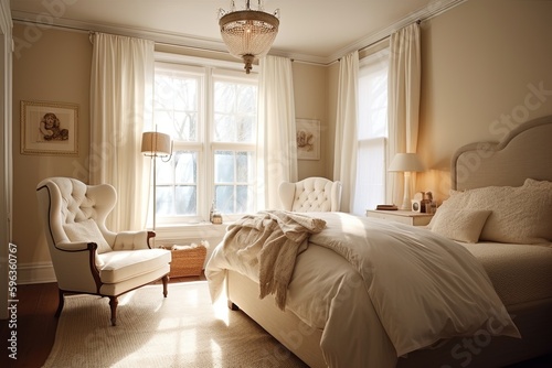 a posh bedroom bathed in cozy light