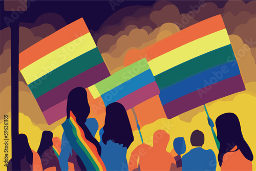 Bold and captivating LGBT flag illustration, showcasing the beauty and complexity of the community