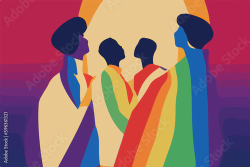 Abstract and diverse image of LGBT people, capturing the spirit of hope and pride in the community