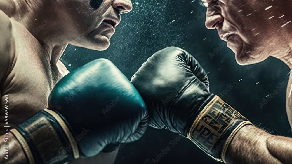 Two boxers hitting each other. Boxers fight each other in the ring