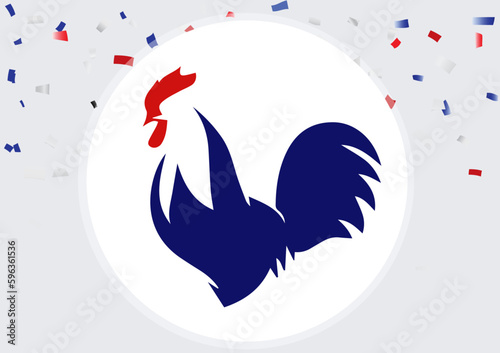 French rooster. Isolated rooster on white background