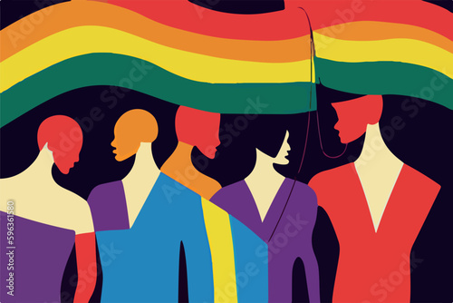 Colorful and dynamic illustration of LGBT people, showcasing their beauty and complexity