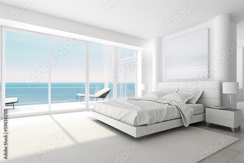  Incredible Designer bedroom with white floor next to Ocean.