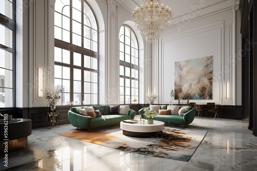  Lavish fancy apartment interior marble floor High ceilings 