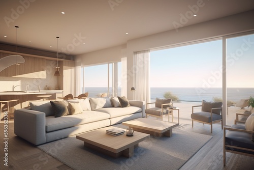  luxury ocean beach house apartment suite lounge living room © midart