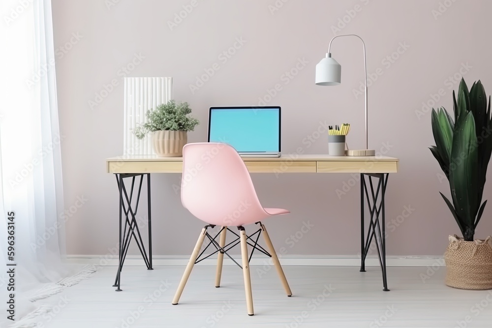 Mesa de home office minimalista luz natural durante