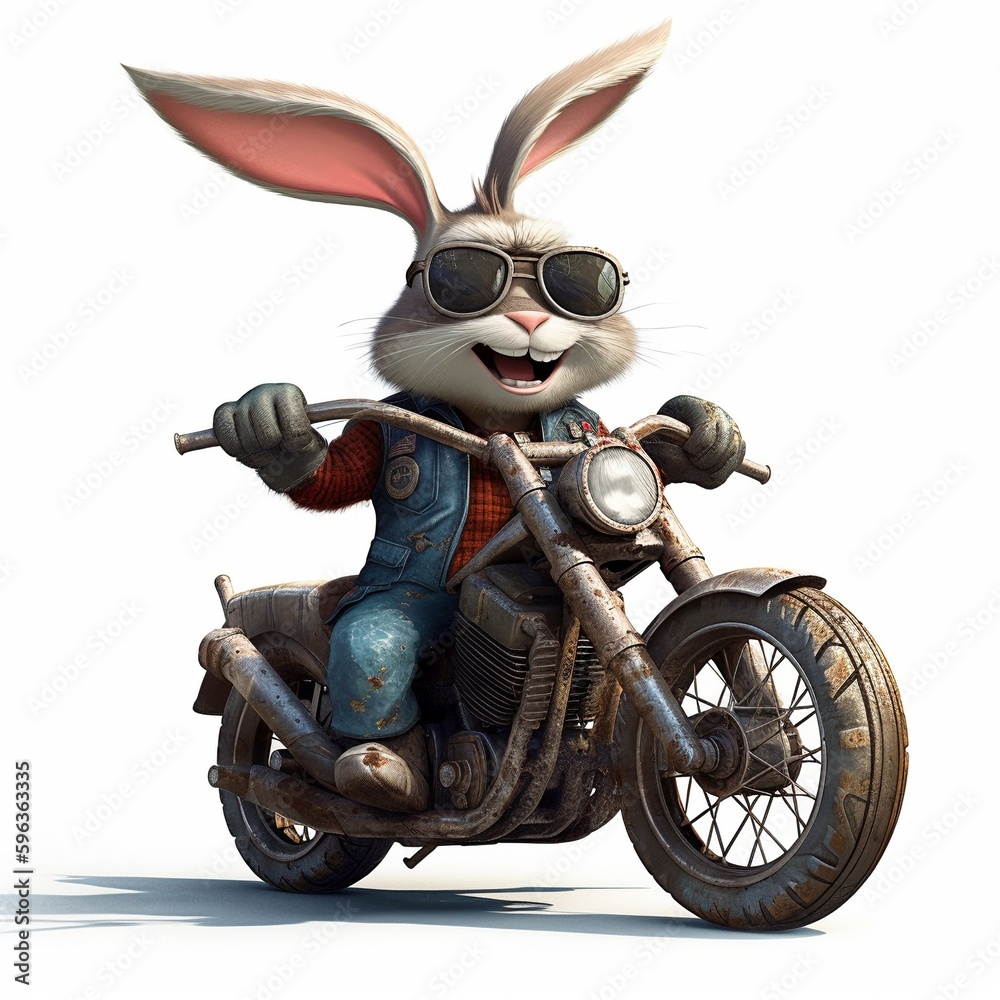 biker bunny on a harley, cartoon style, generative ai Stock Illustration |  Adobe Stock