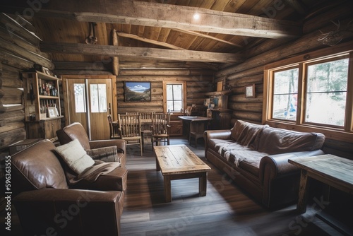 rustic wooden mountain cabin interior