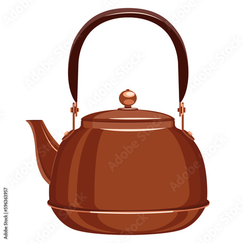 Copper teapot. Kitchenware. Metal kettle isolated on white.