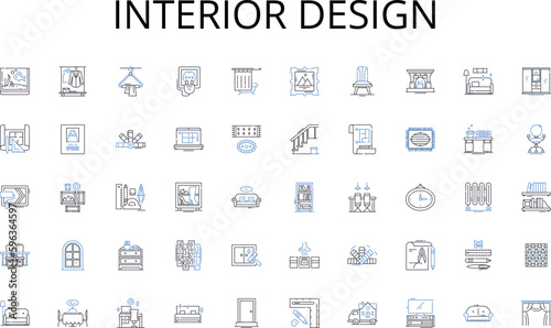 Interior design line icons collection. Investment, Capital, Financing, Valuation, Mergers, Acquisition, Divestiture vector and linear illustration. Equity,Assets,Liabilities outline Generative AI