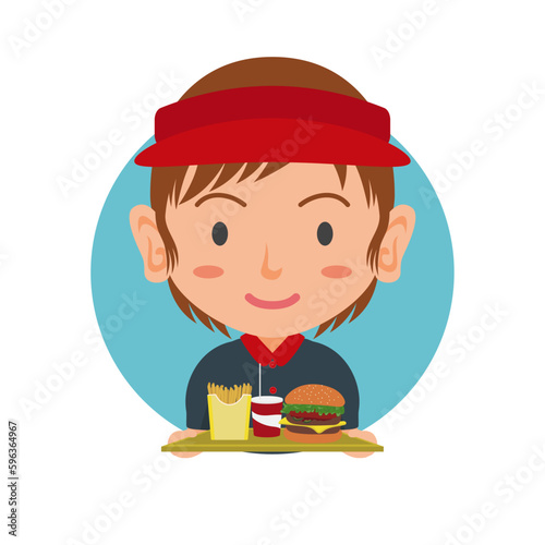 ハンバーガーショップの店員　アイコン